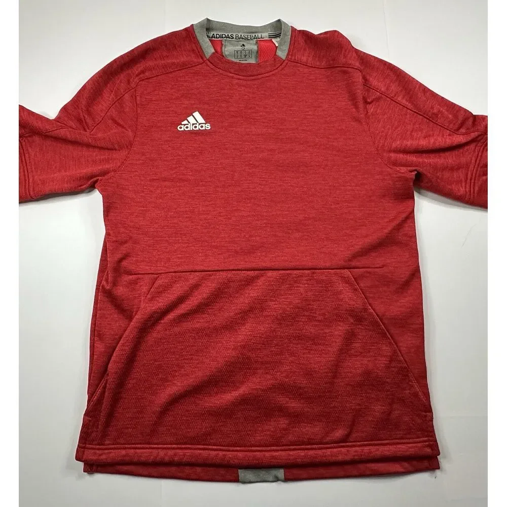 Adidas Men's Sweatshirt Size S Red Crew Neck Pullover Baseball Adult‎